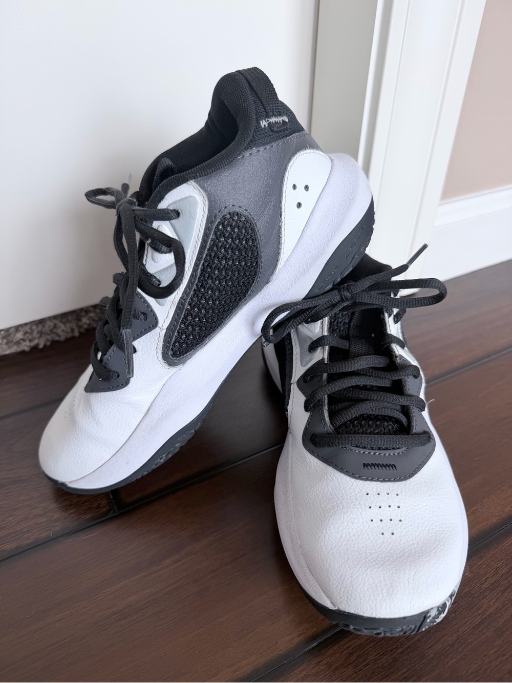 Under Armour Kids Black and White Lace-Up Sneakers